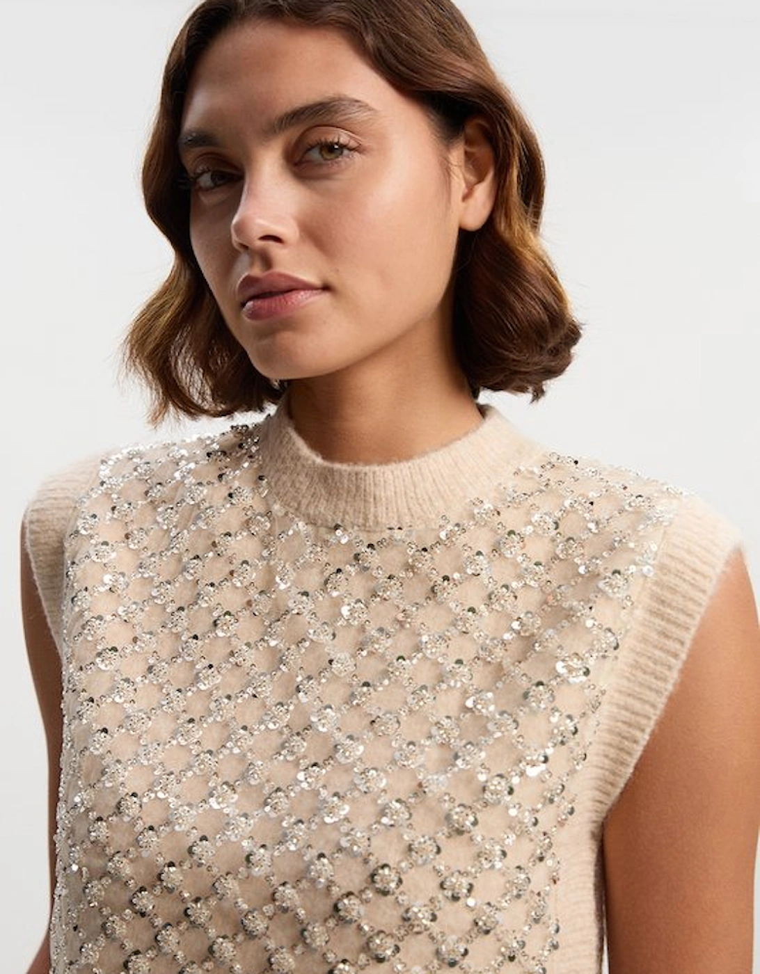 Embellished Cosy Knit Tank Top