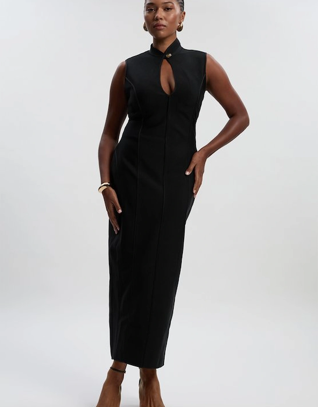 Plus Size Figure Form Bandage Sleeveless Pencil Knit Maxi Dress, 5 of 4