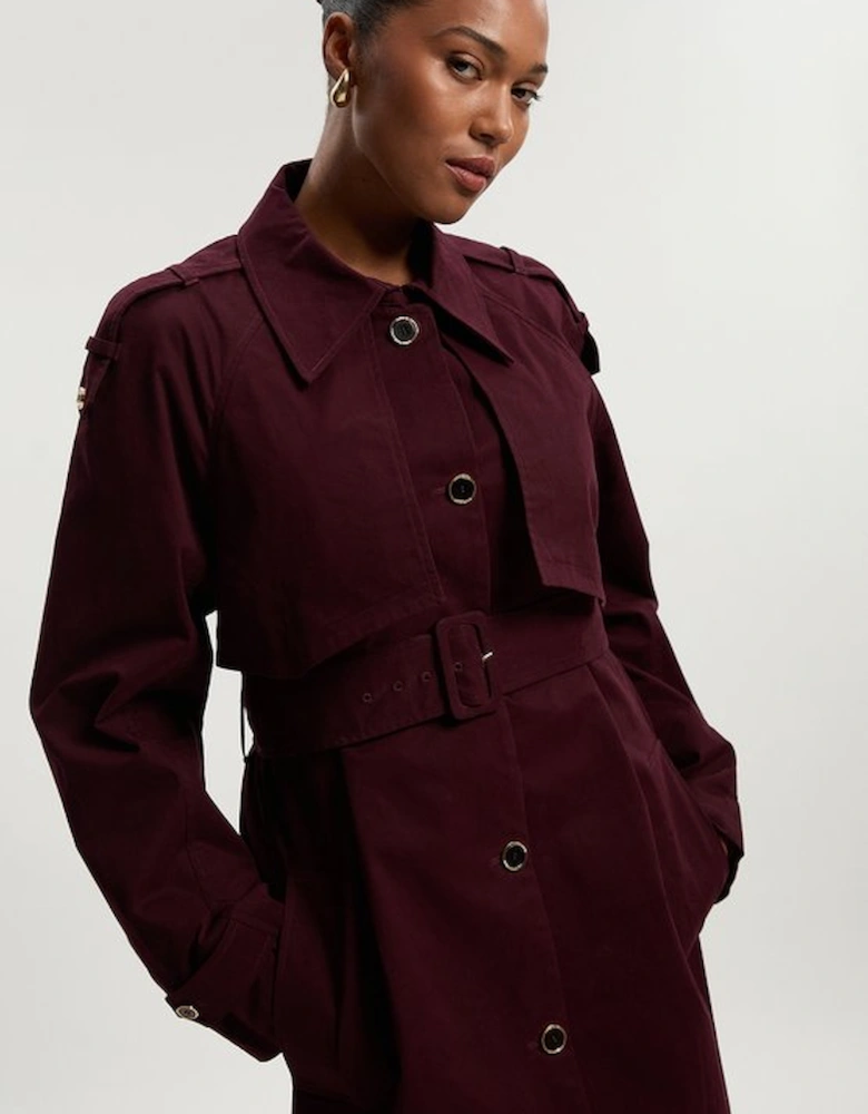 Plus Size Pleated Black Trench Coat