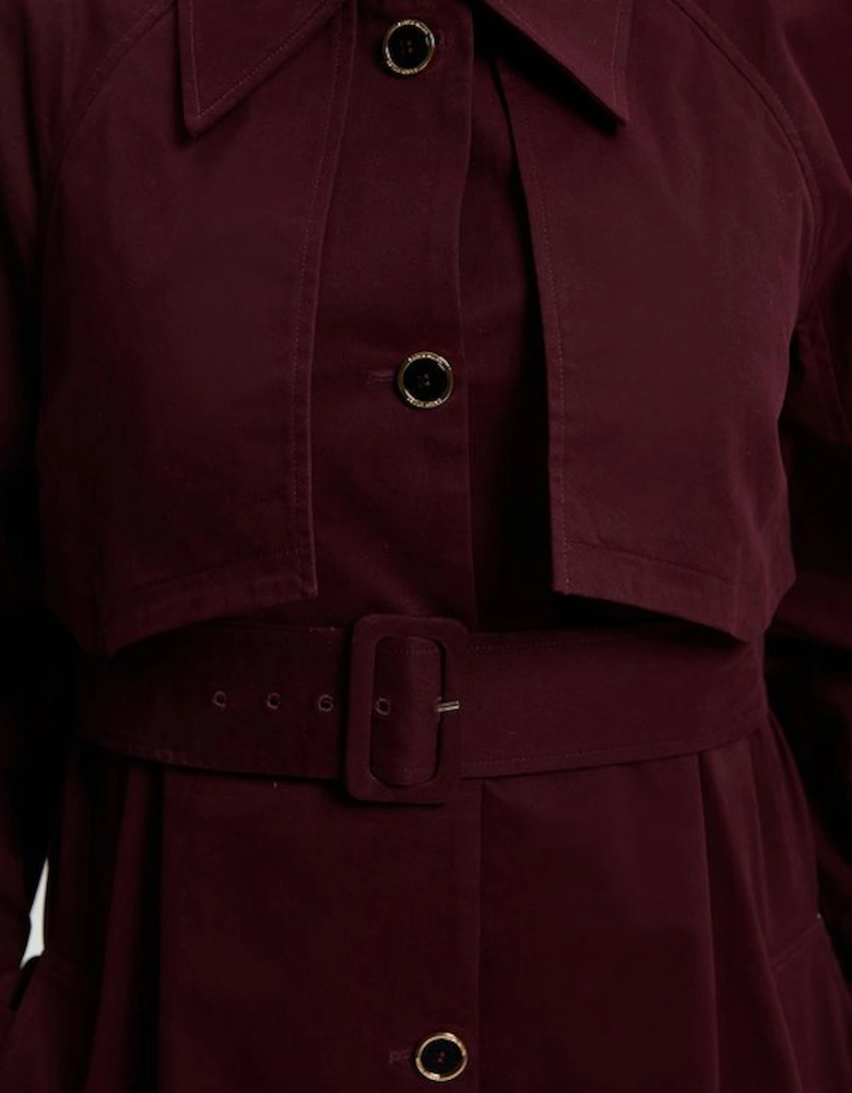 Plus Size Pleated Black Trench Coat