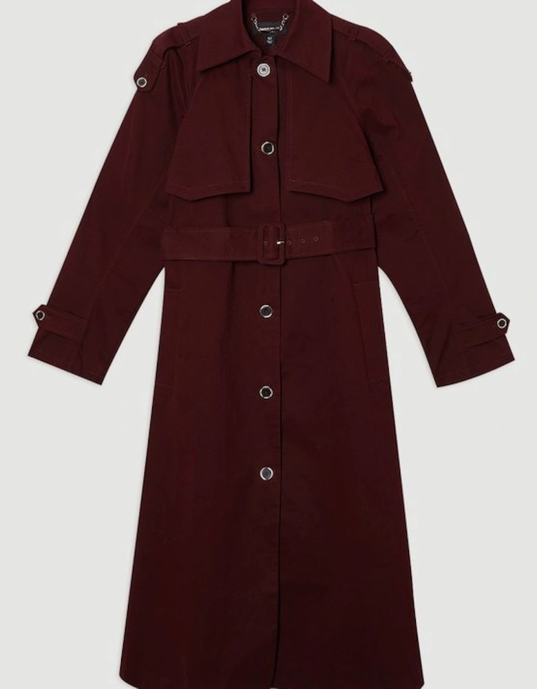 Plus Size Pleated Black Trench Coat