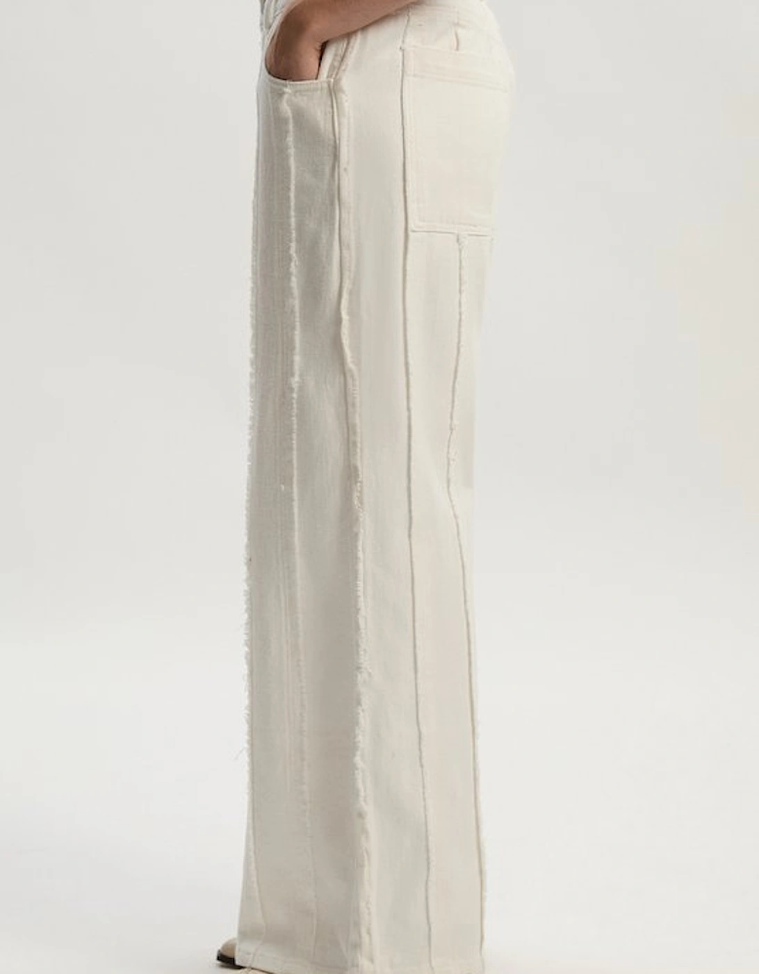 Denim Tassel Detail Wide Leg Jeans
