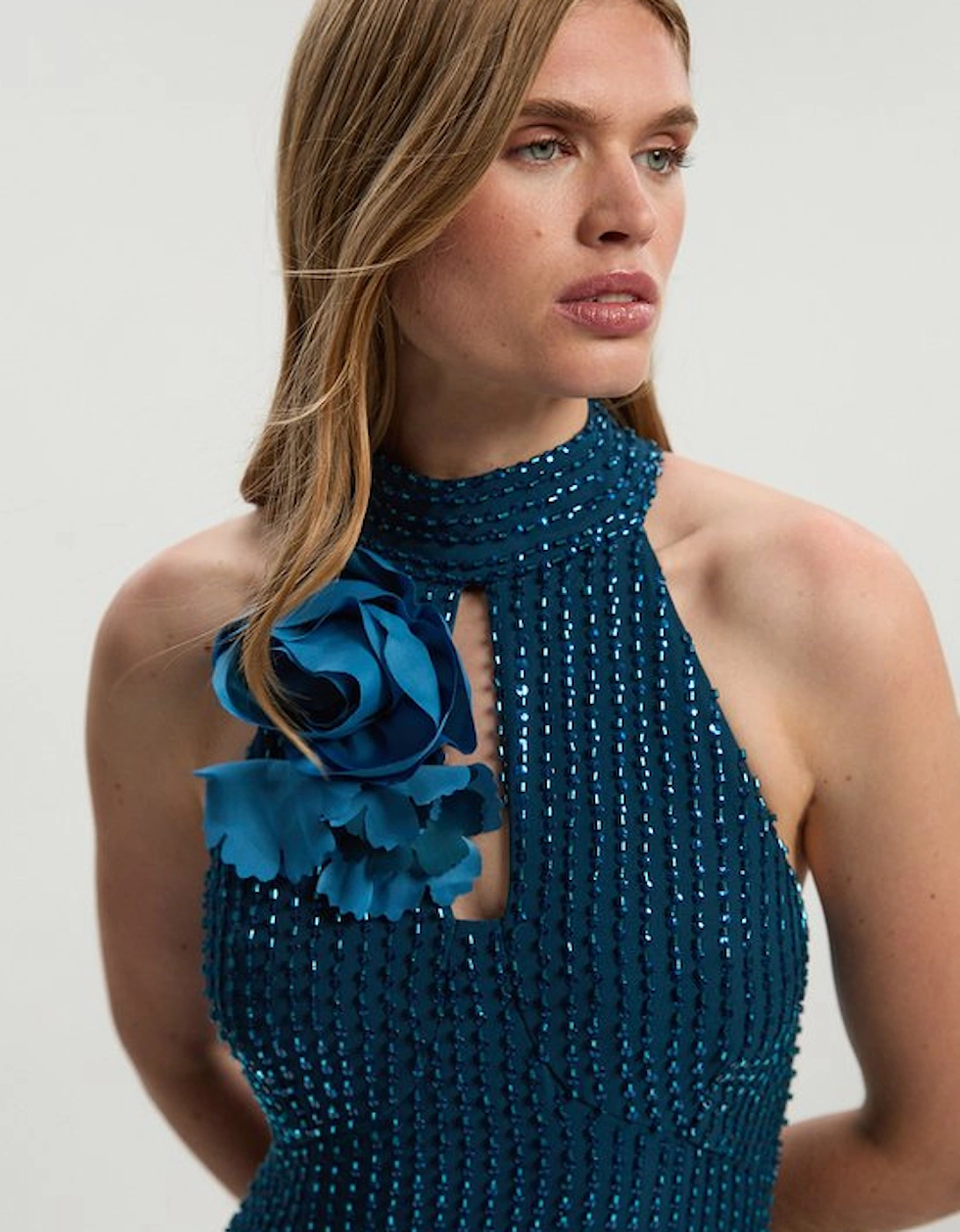 Petite Floral Applique Woven Maxi Rosette Maxi