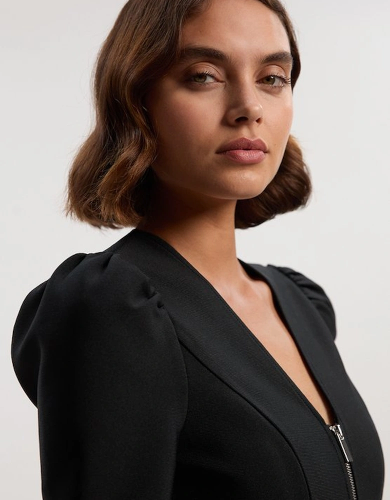 Fitted Figure Form Zip Through Jacket