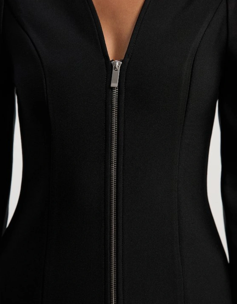Fitted Figure Form Zip Through Jacket