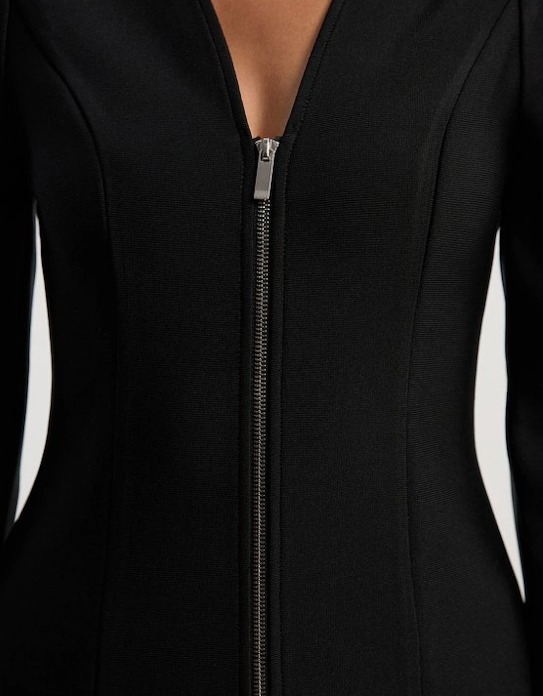 Fitted Figure Form Zip Through Jacket