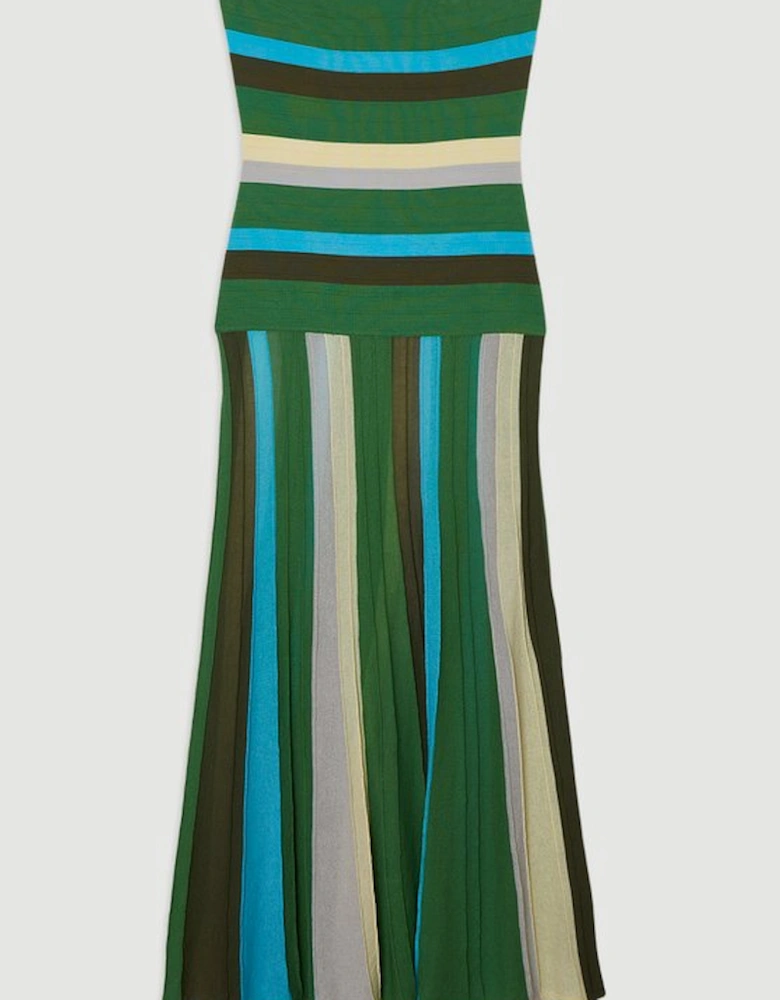 Striped Bardot Knit Maxi Dress