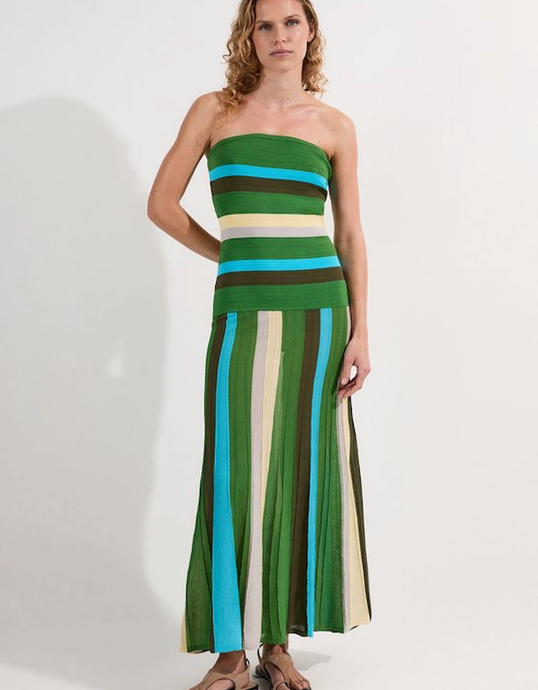 Striped Bardot Knit Maxi Dress, 2 of 1