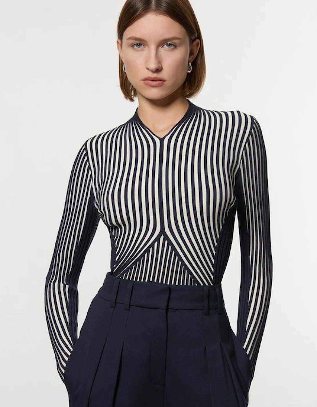 Stripe Fitted Long Sleeve Knitted Top, 5 of 4