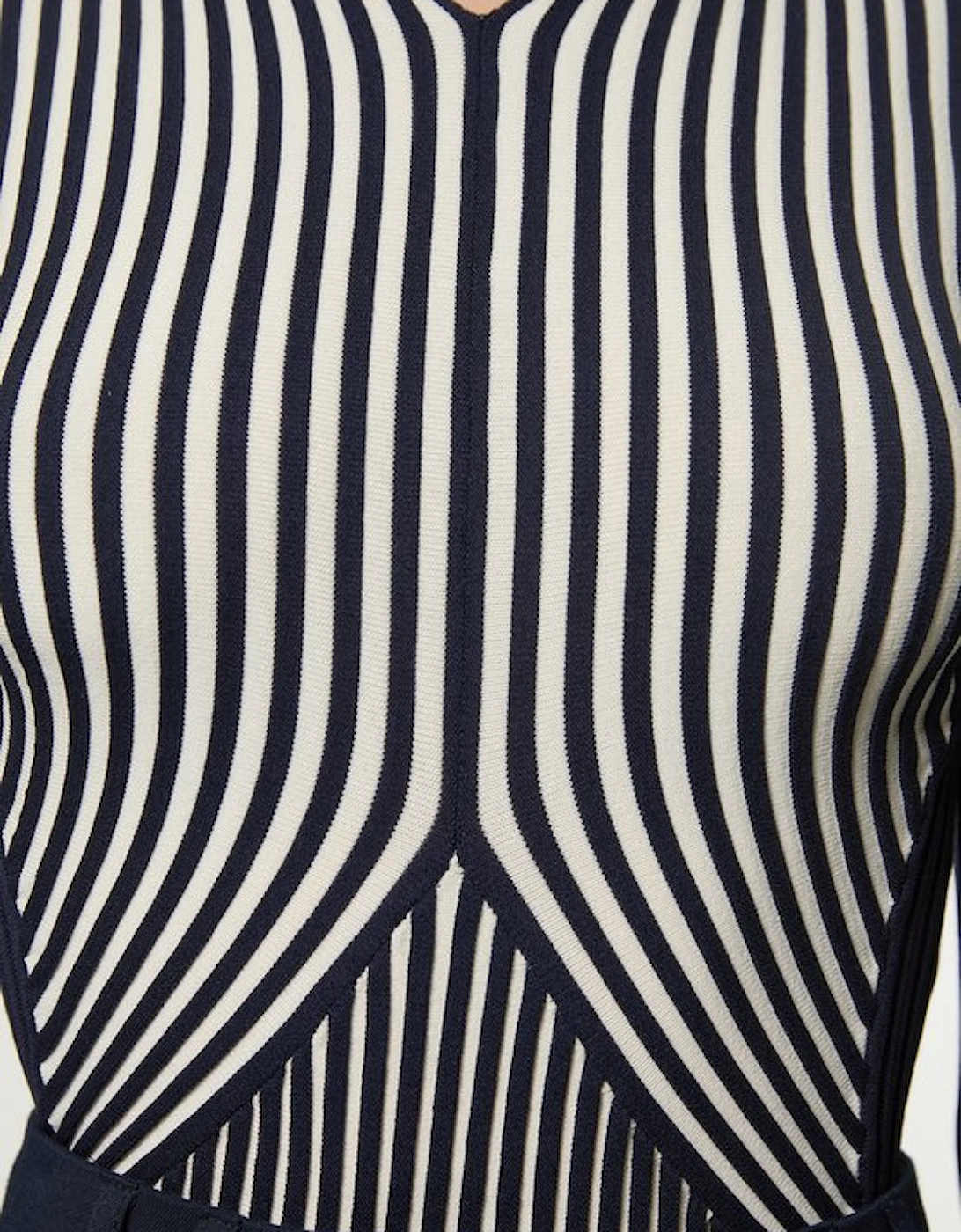 Stripe Fitted Long Sleeve Knitted Top