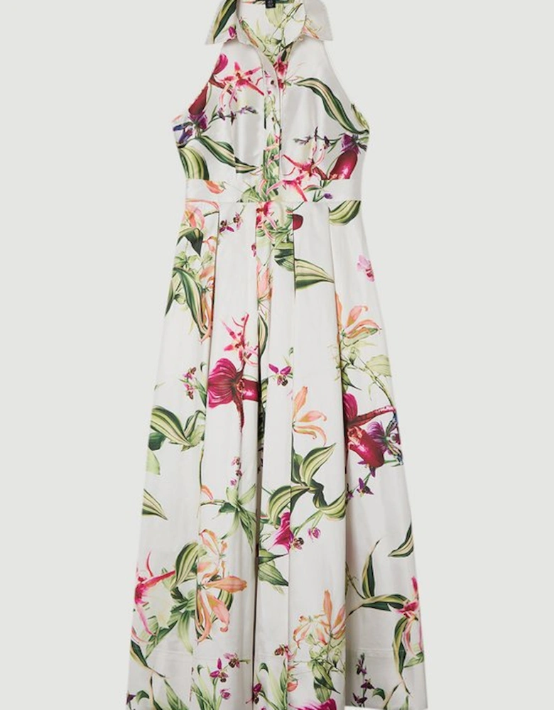 Garden Floral Twill Collared Maxi Dress