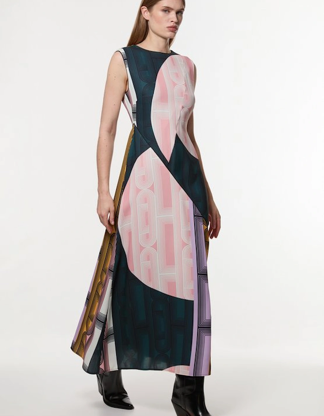Amelia Graham Petite Soft Tailored Printed Full Midaxi Dress, 5 of 4