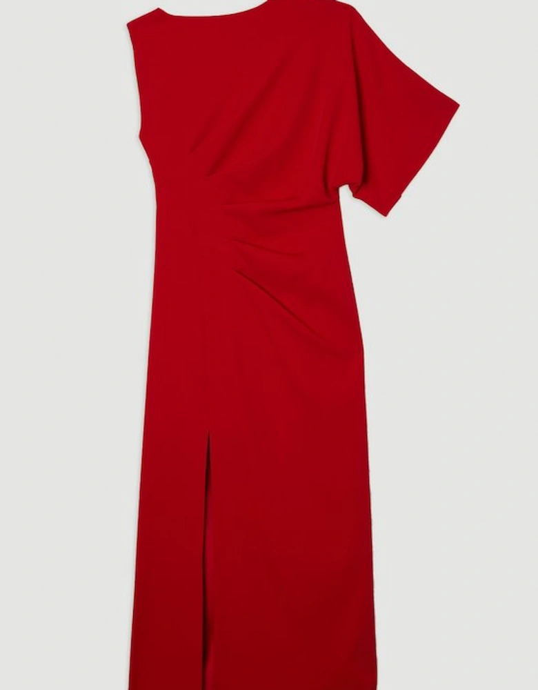 Soft Tailored Asymmetric Sleeve Midi Dress