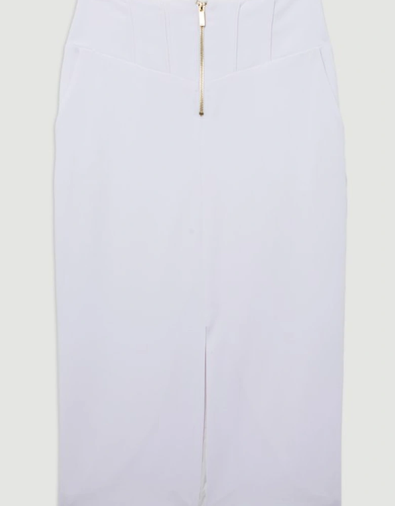 Tailored Contrast Tipped Stitch Detail Midi Skirt