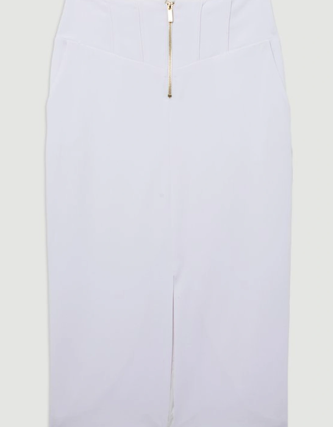Tailored Contrast Tipped Stitch Detail Midi Skirt