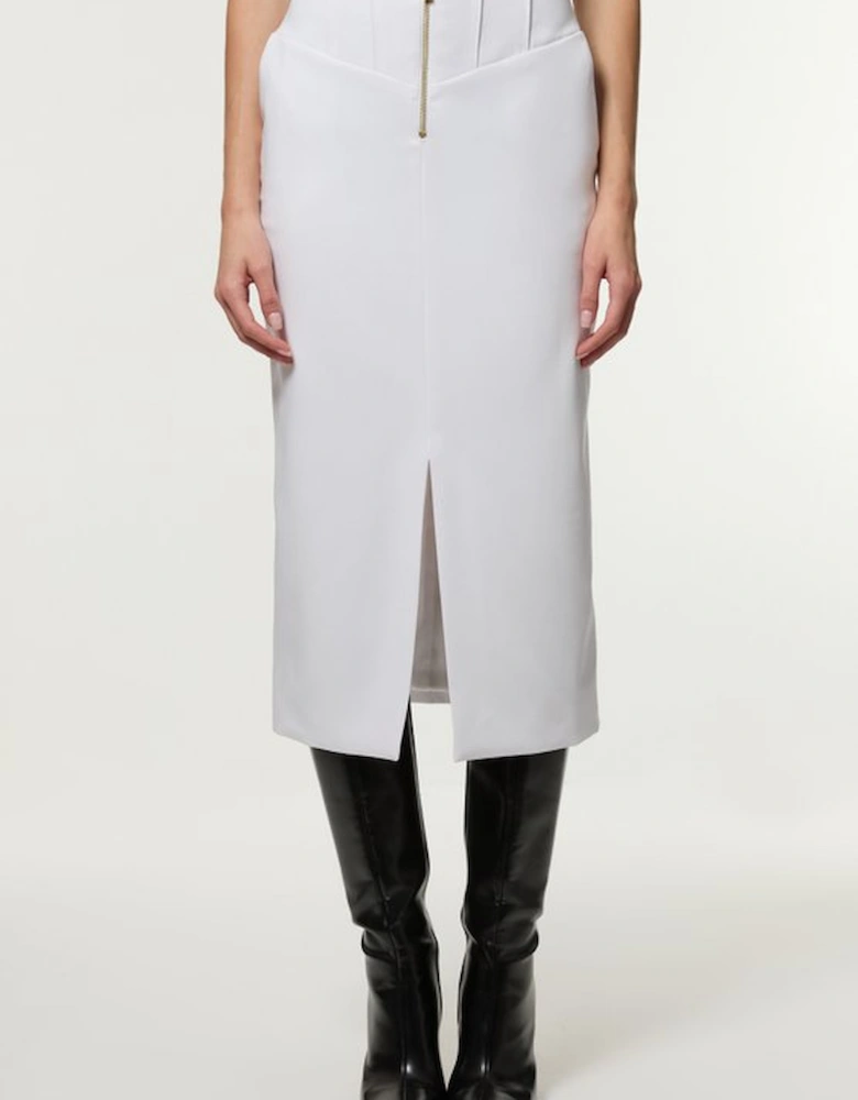 Tailored Contrast Tipped Stitch Detail Midi Skirt