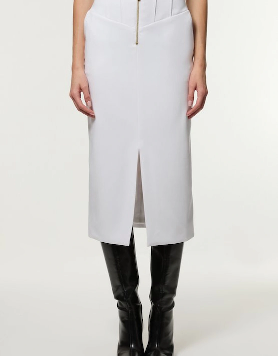 Tailored Contrast Tipped Stitch Detail Midi Skirt
