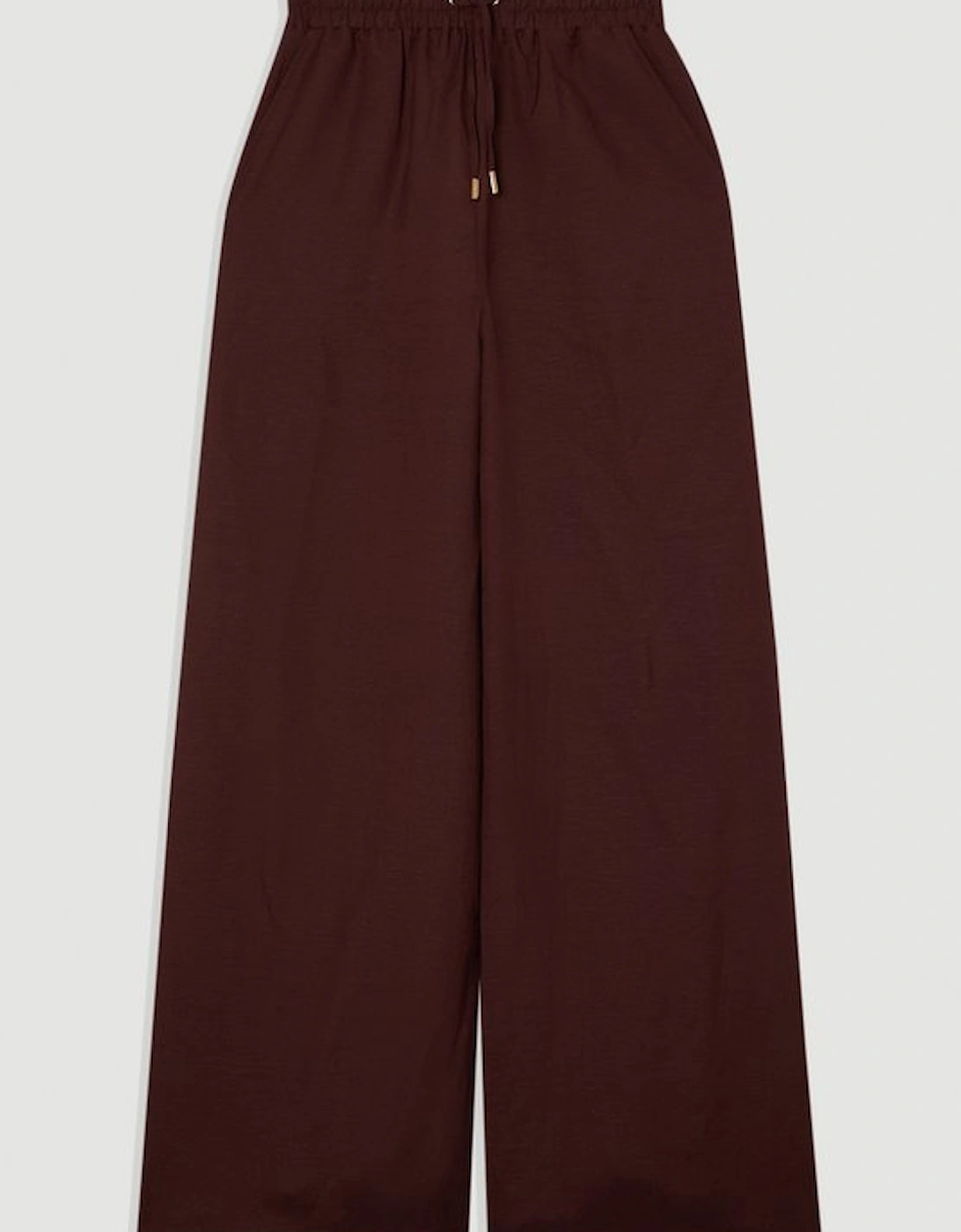 Viscose Linen Tie Waist Woven Trouser