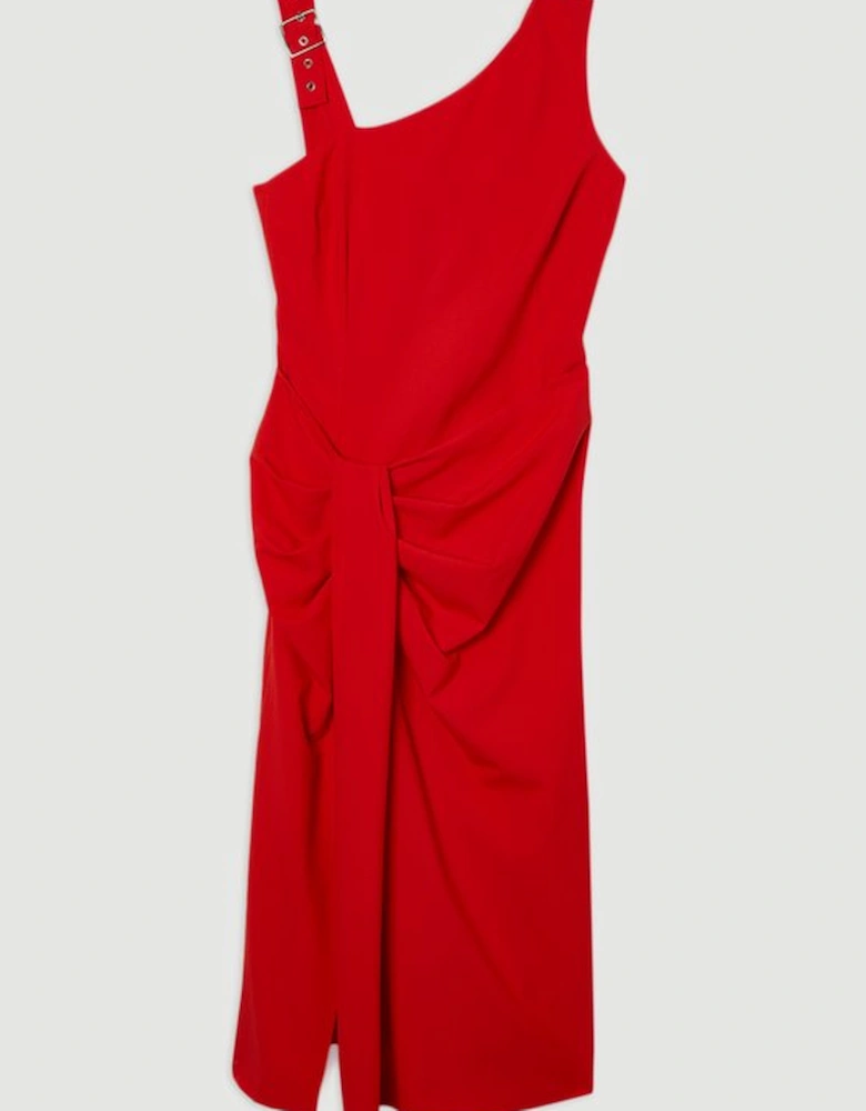 Tailored Asymmetric Neck Strappy Detail Dress