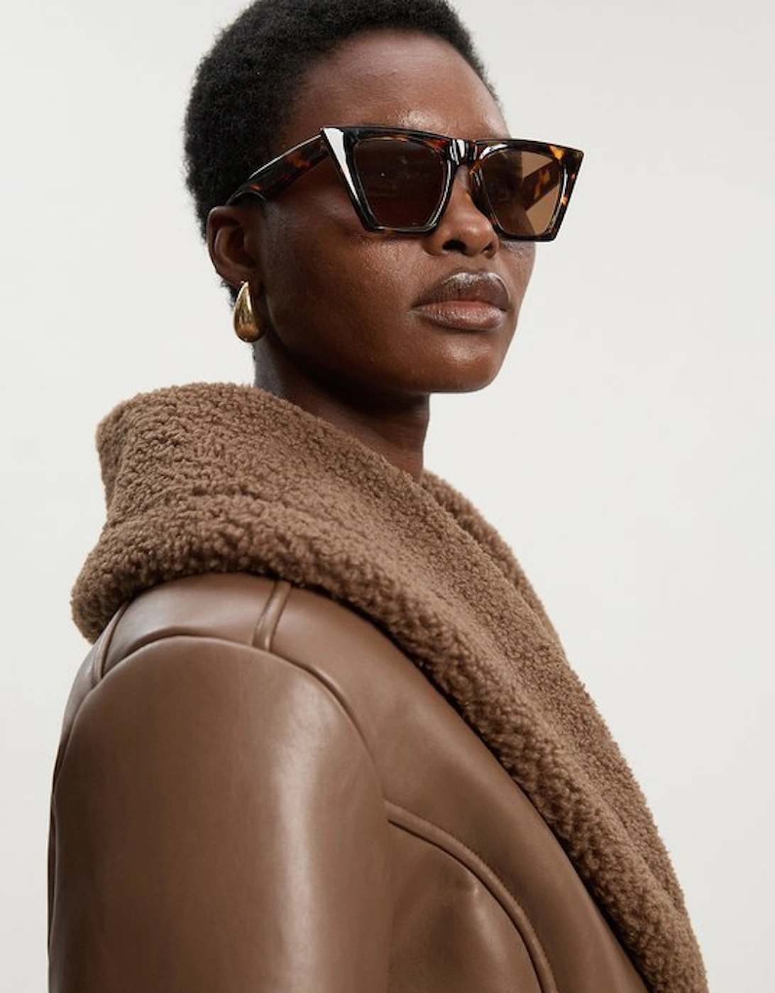 Faux Leather Bonded Waisted Peplum Coat