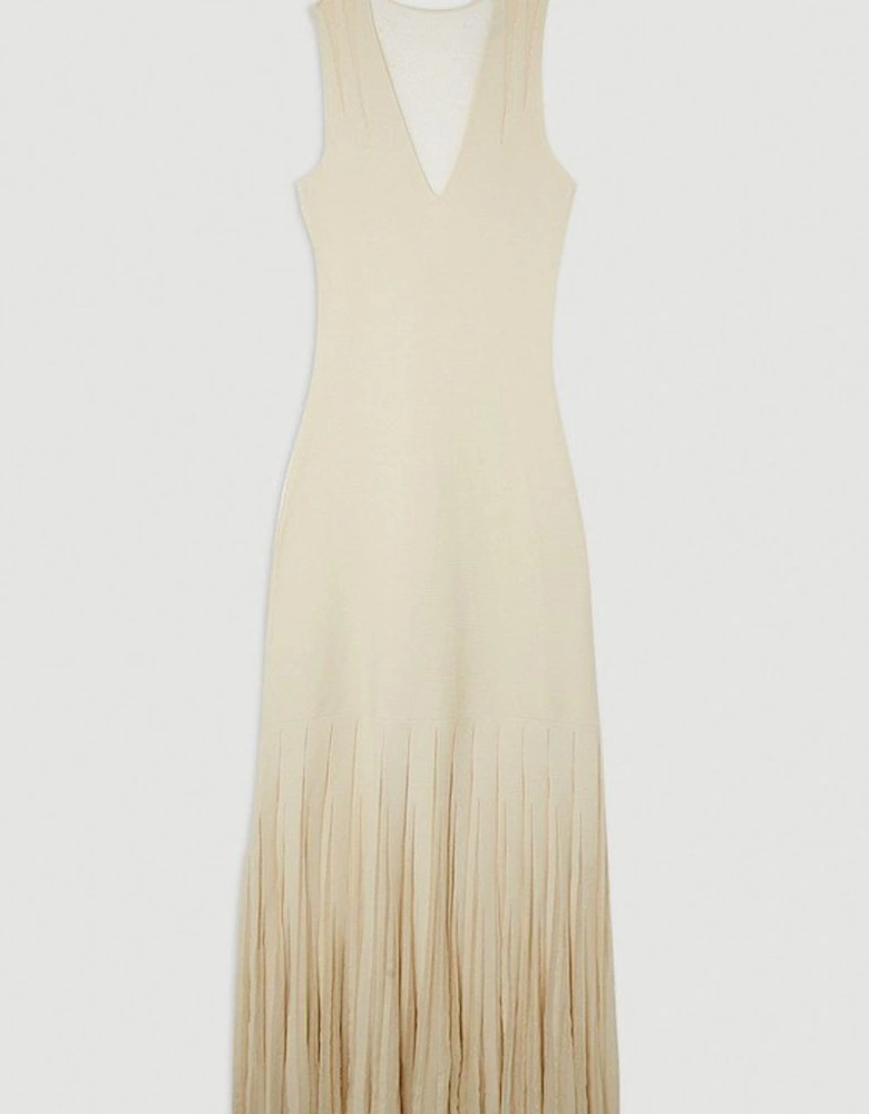 Viscose Blend Sheer Skirt Maxi Knit Dress