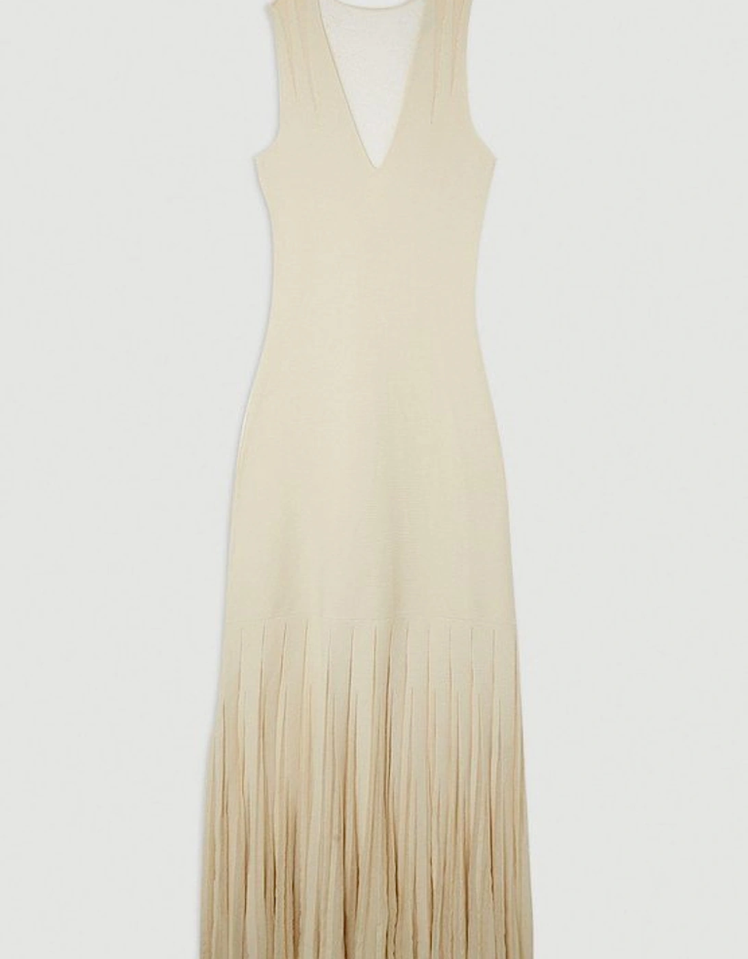 Viscose Blend Sheer Skirt Maxi Knit Dress