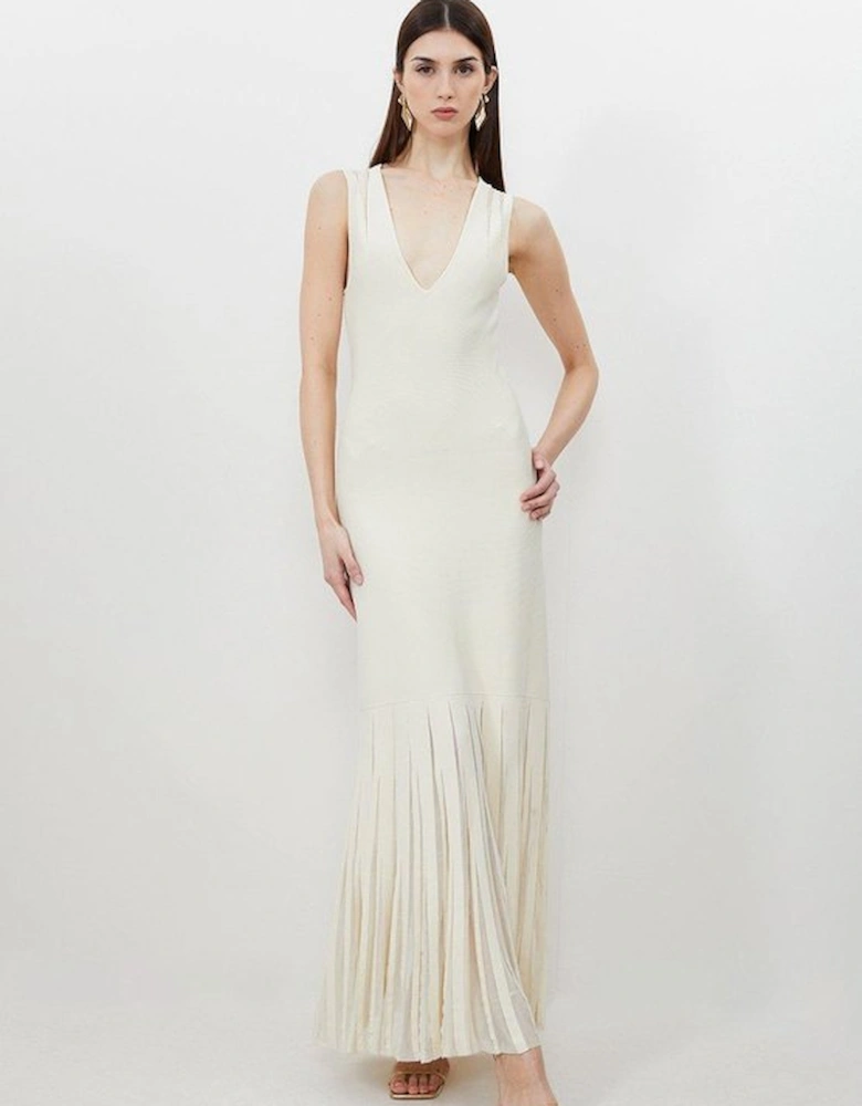Viscose Blend Sheer Skirt Maxi Knit Dress