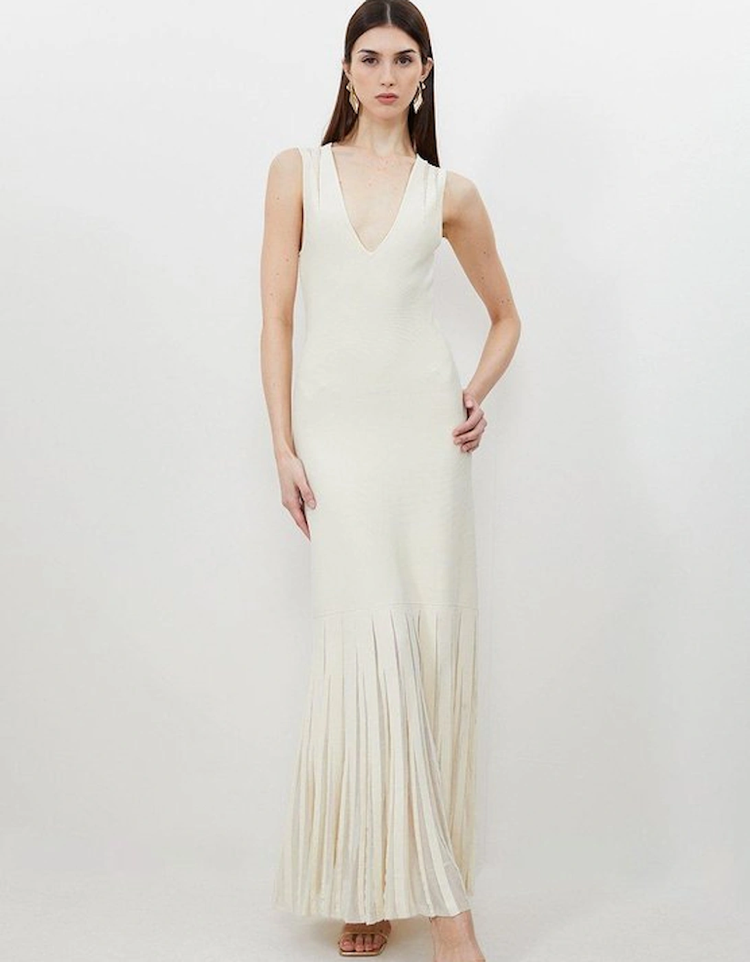 Viscose Blend Sheer Skirt Maxi Knit Dress, 5 of 4