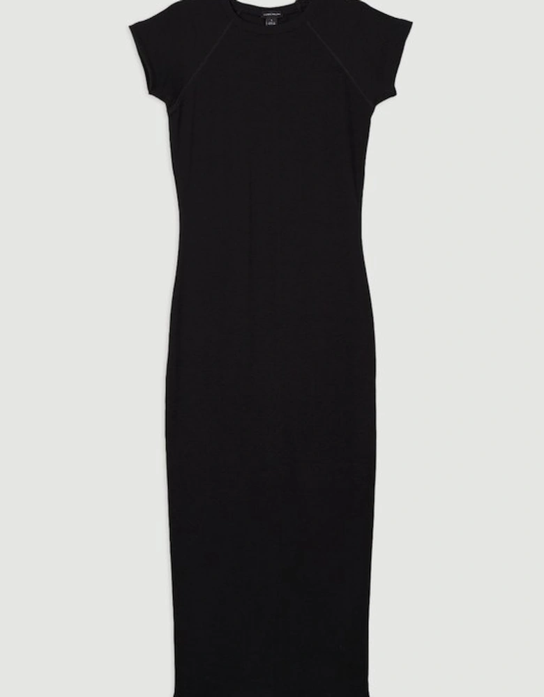 Compact Jersey Rib Cap Sleeve Maxi Dress