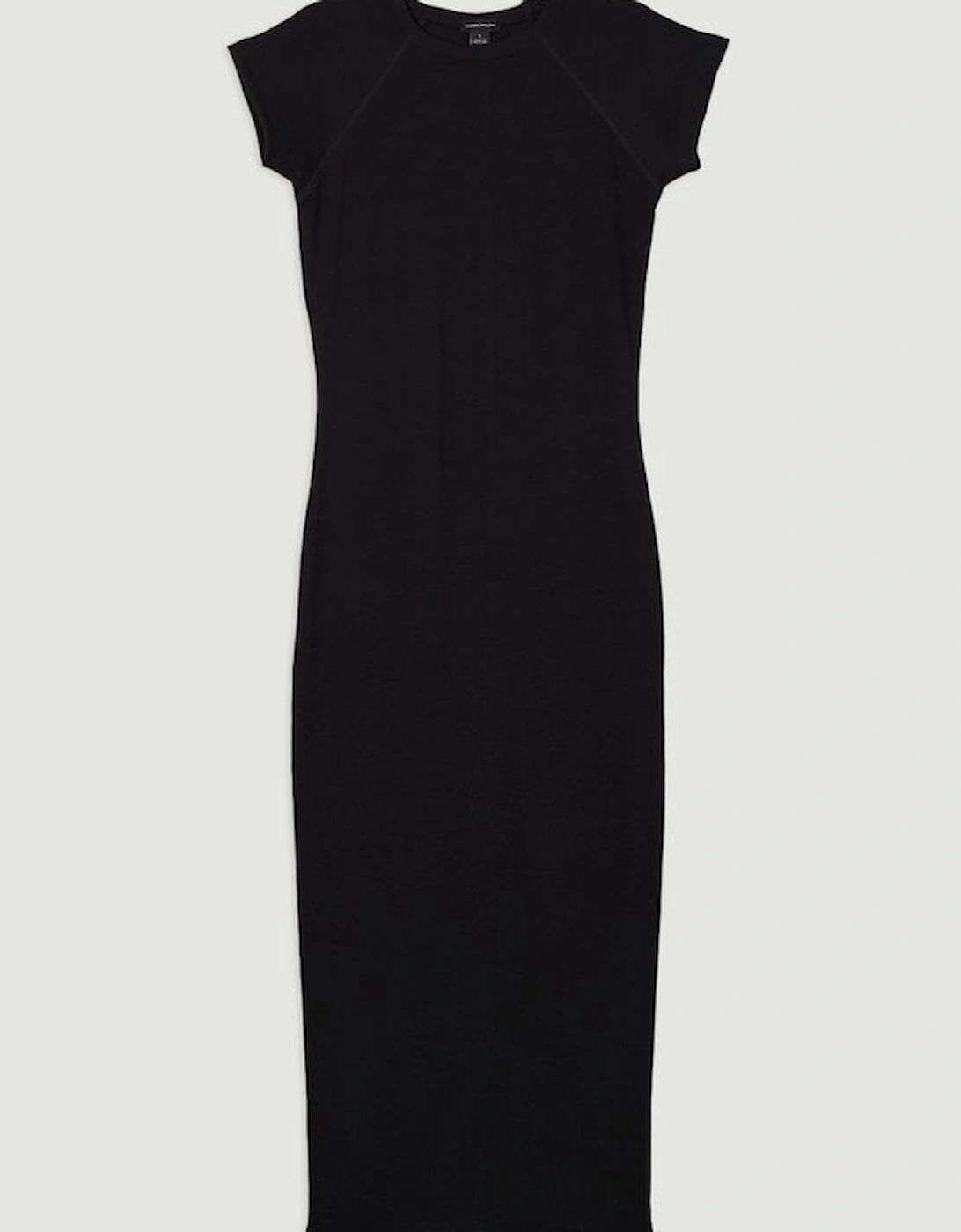 Compact Jersey Rib Cap Sleeve Maxi Dress