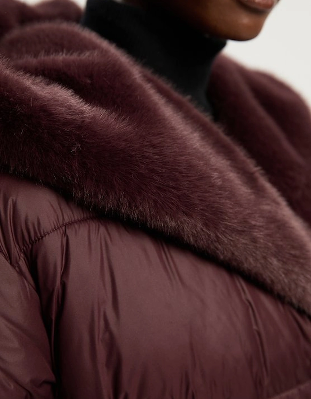 Premium Faux Fur Lined Padded Hooded Belted Midi Coat