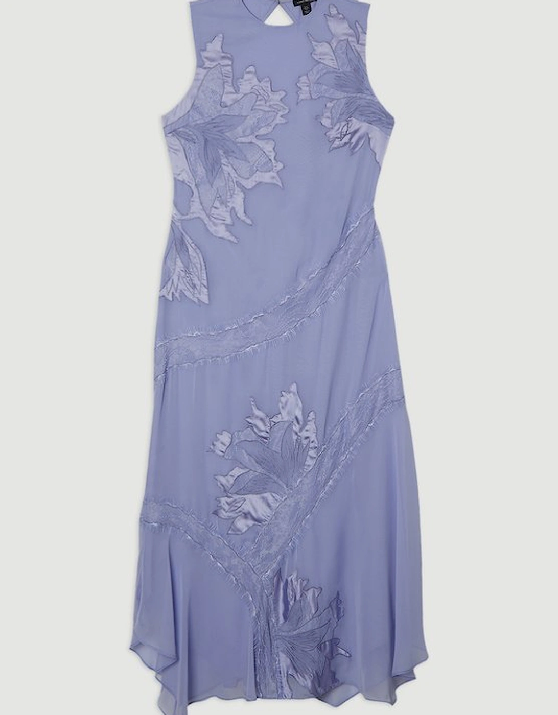 Applique And Lace Georgette Sleeveless Woven Midi Dress