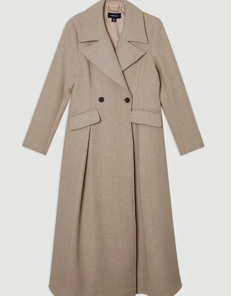 Wool Tailored Flared Skirt Midi Coat