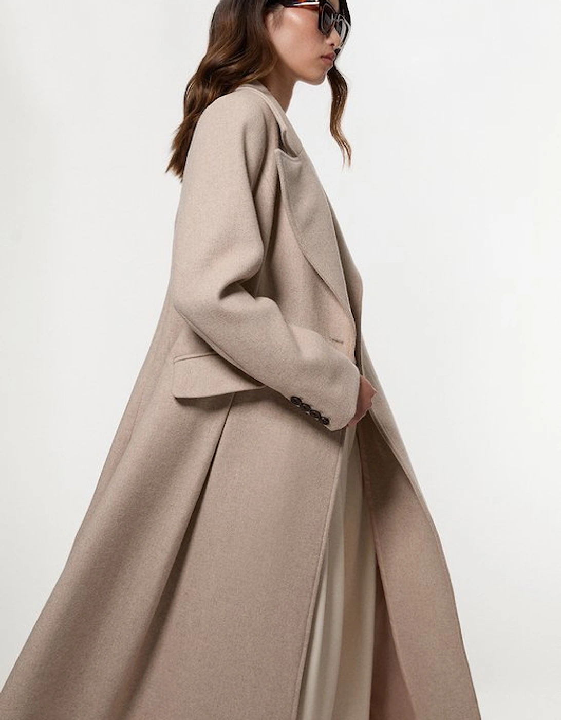 Wool Tailored Flared Skirt Midi Coat, 5 of 4