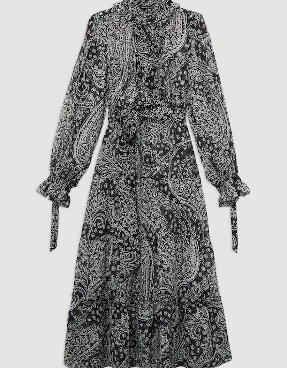 Paisley Crinkle Pleat Georgette Woven Midi Dress