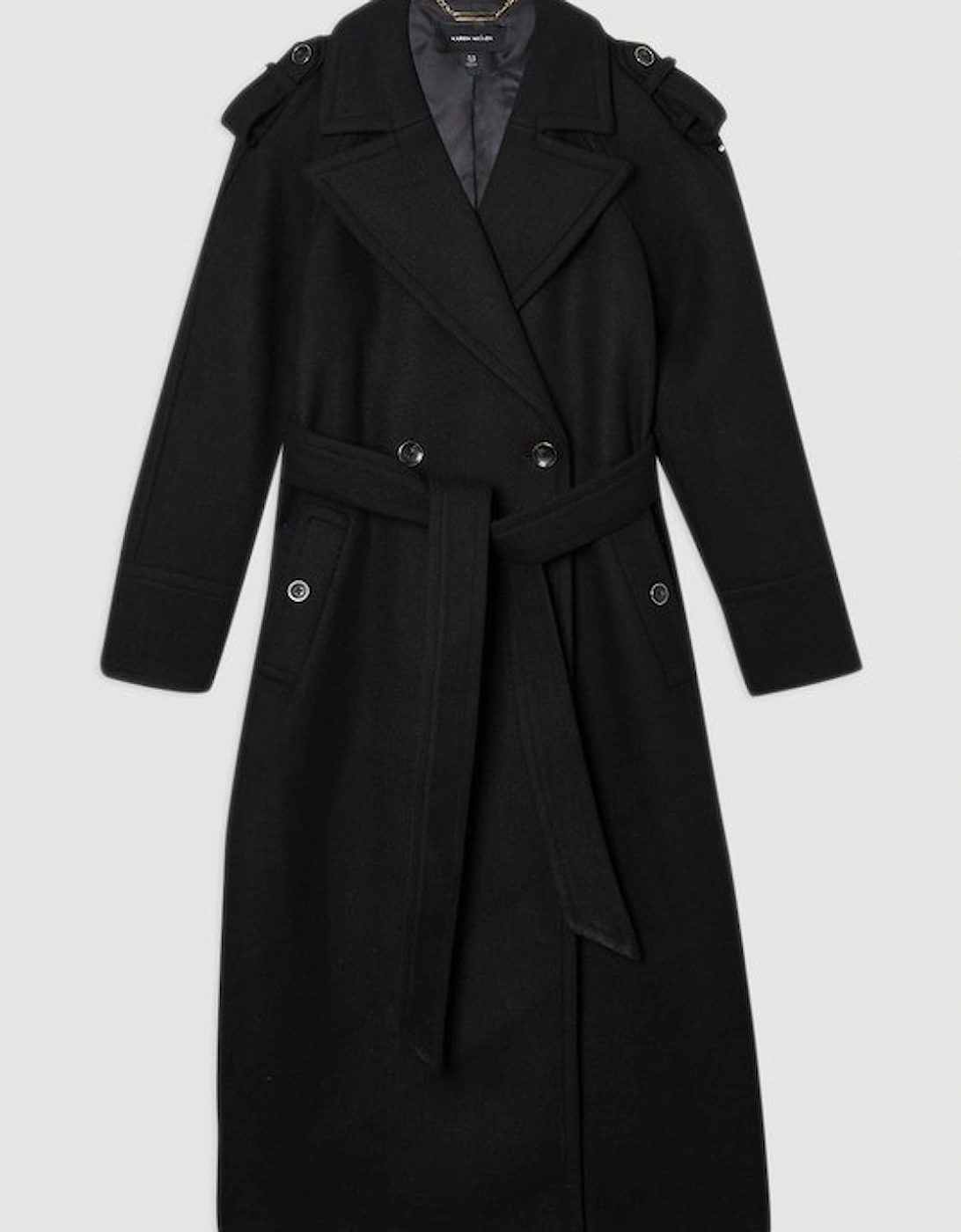 Wool Tailored Belted Midi Coat