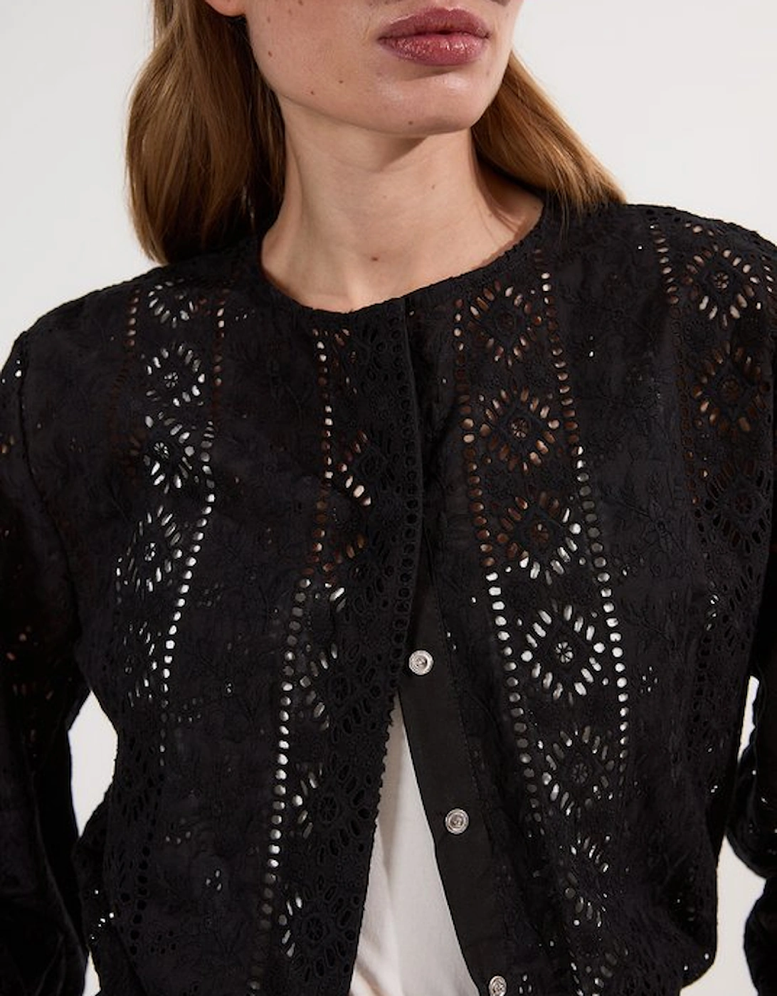 Cotton Broderie Woven Bomber Jacket