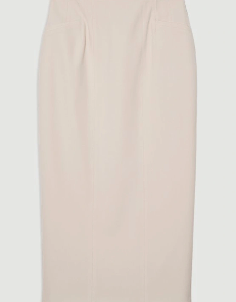 Compact Stretch Pocket Detail Tailored Midi Pencil Skirt