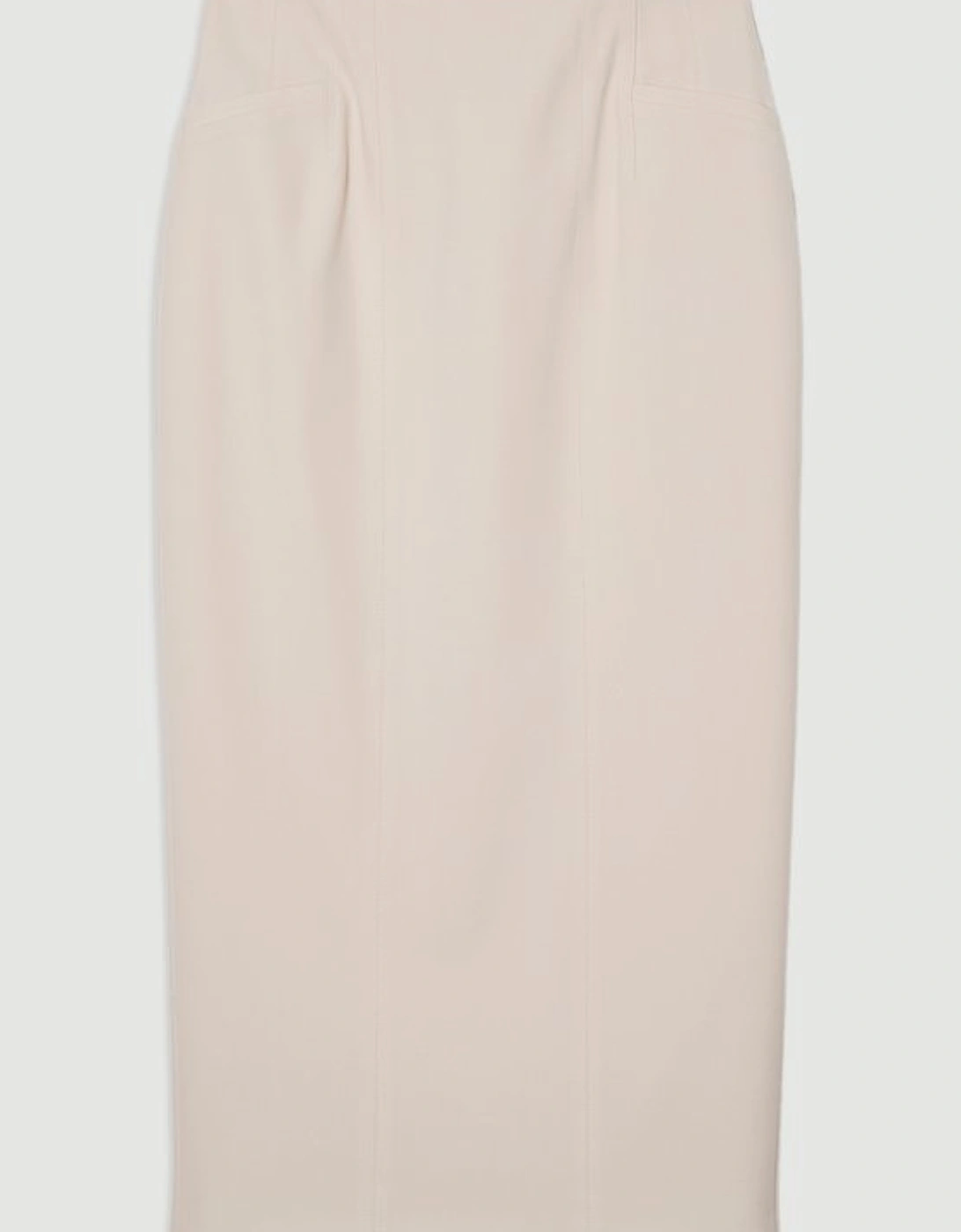 Compact Stretch Pocket Detail Tailored Midi Pencil Skirt