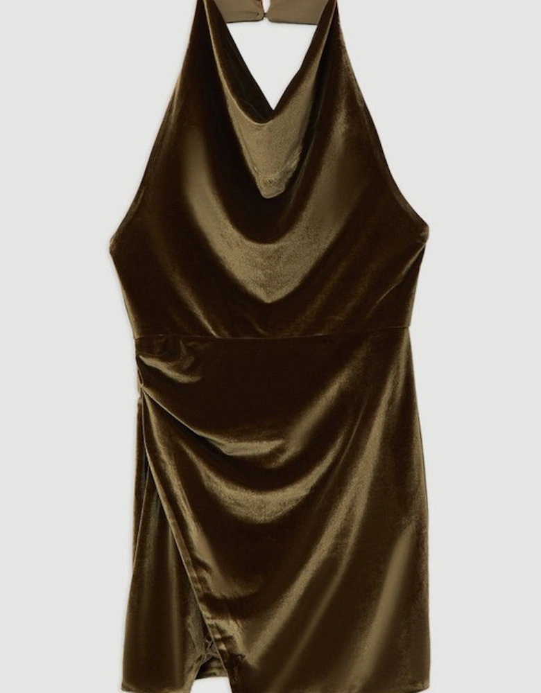 Stretch Velvet Halter Neck Mini Dress