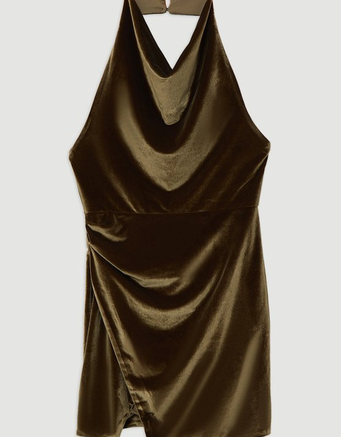 Stretch Velvet Halter Neck Mini Dress