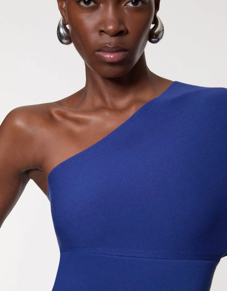 Compact Rib Stitch Knitted One Shoulder Dress