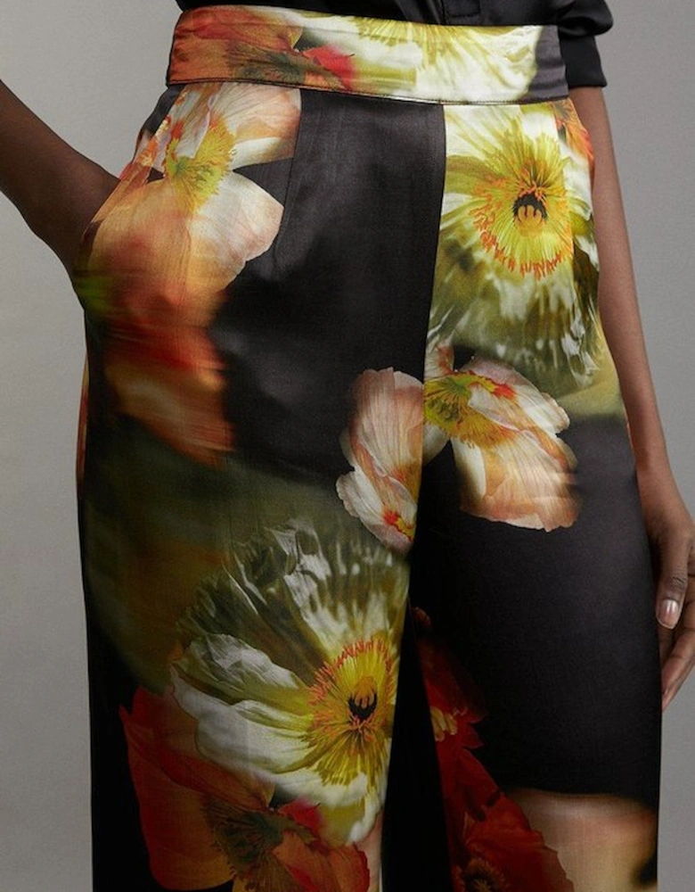 Floral Satin Woven Trouser