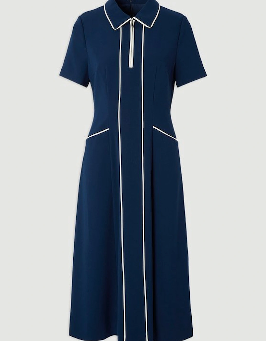Tailored Crepe Tipped Tailored Midi Shirt Dress