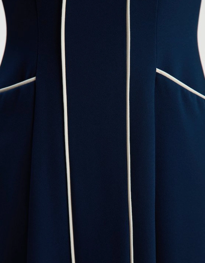 Tailored Crepe Tipped Tailored Midi Shirt Dress