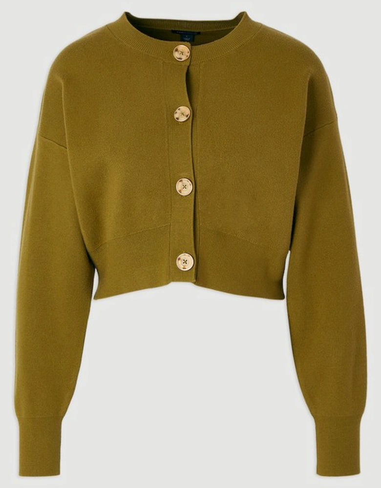 Compact Yarn Cropped Knitted Cardi