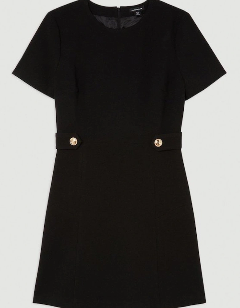 Compact Stretch Essential Waist Tab Detail Tailored Mini Dress