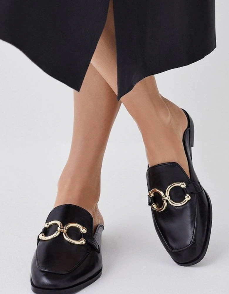 Leather Open Back Slip-On Loafer