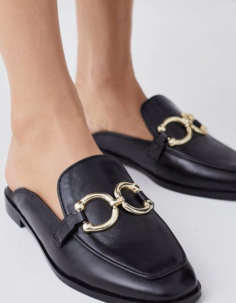 Leather Open Back Slip-On Loafer