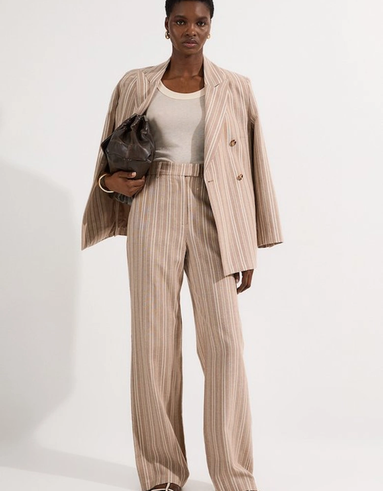 Linen Sparkle Stripe Tailored Wide Leg Tailored Trouser